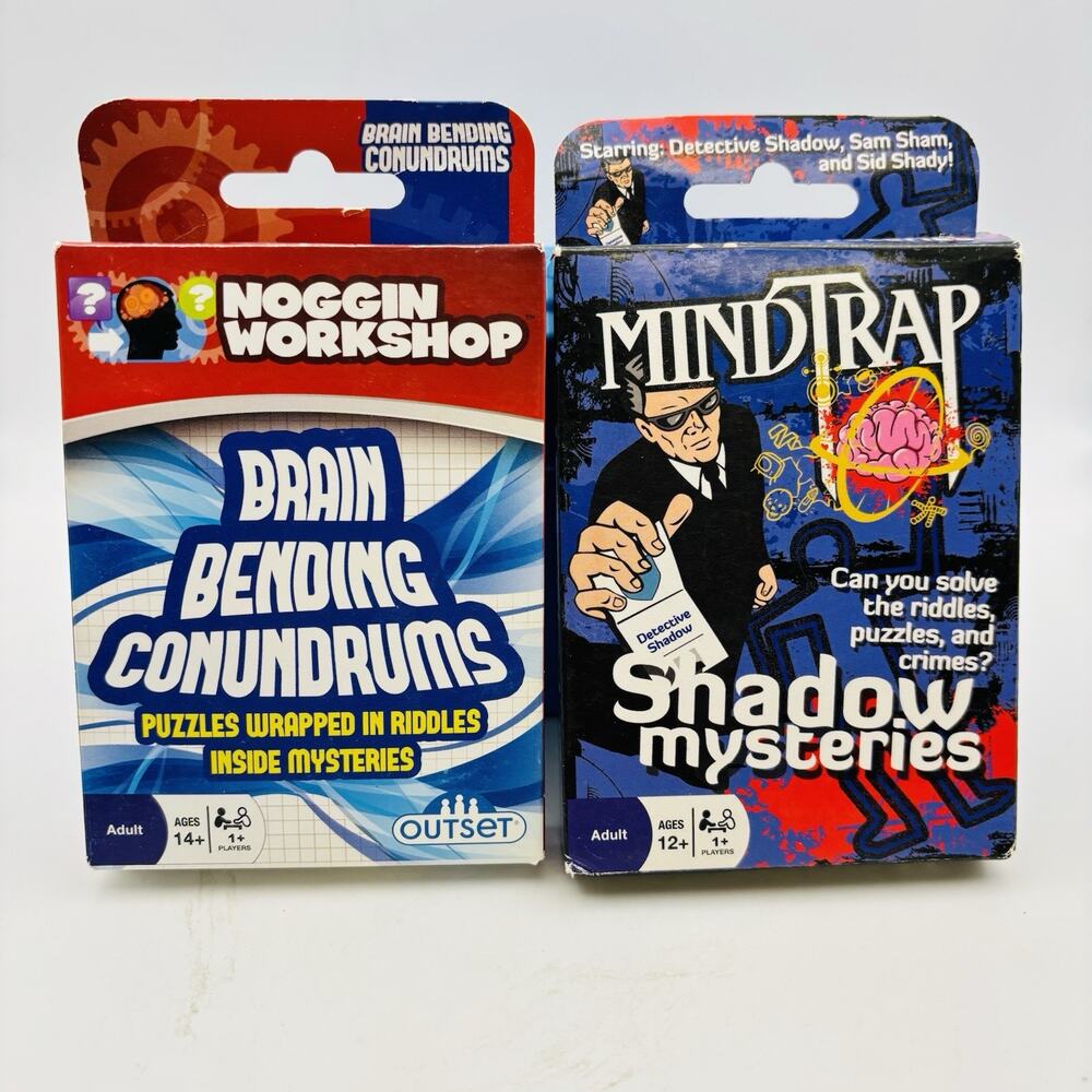 2 Games. MindTrap Shadow Mysteries Game & Brain Bending Conundrum Game Complete